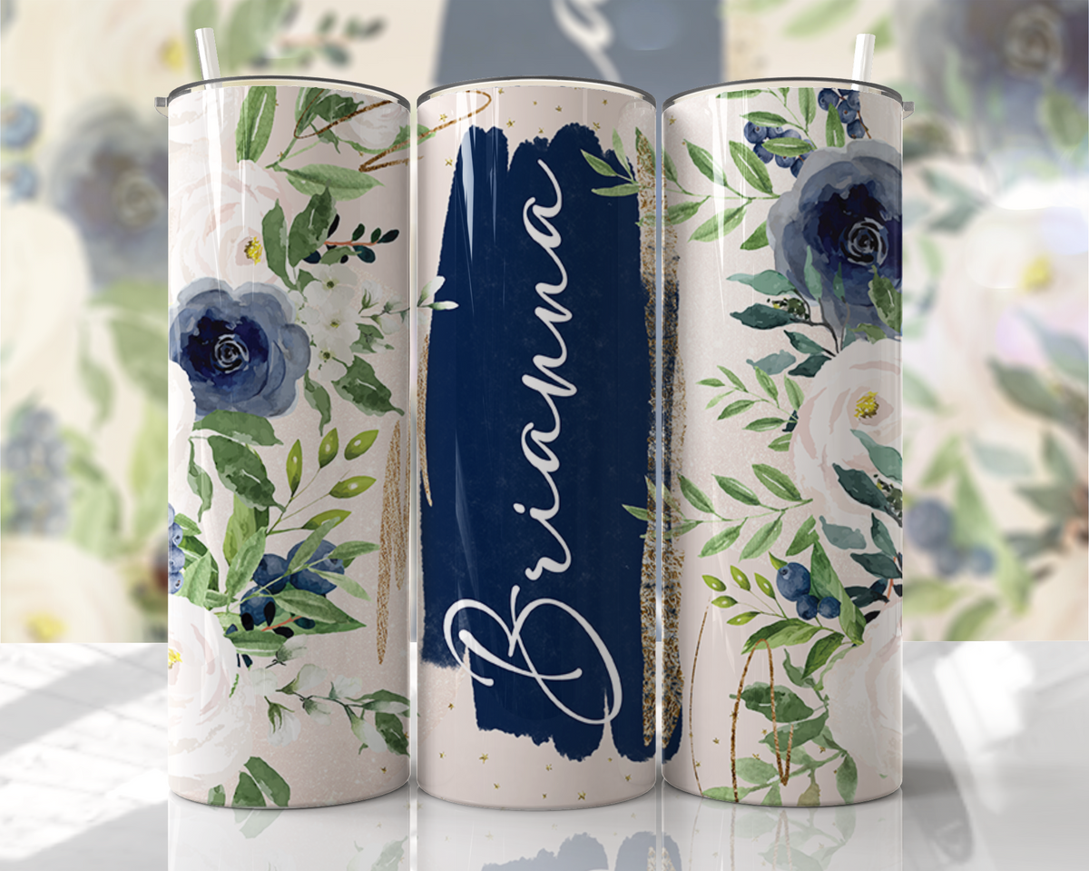 Add Your Name Floral 20oz Stainless Steel Tumbler – Travel Cup
