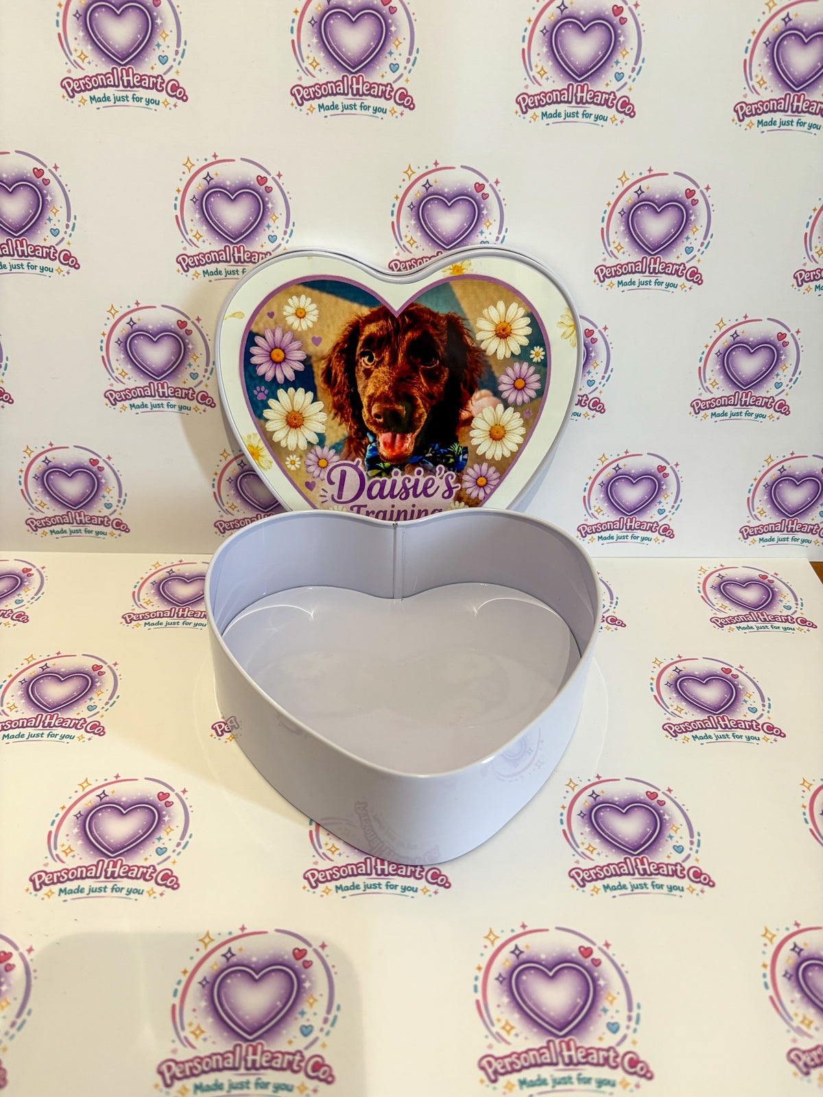 Personalised Heart Storage Tins – Custom Photo & Name Keepsake Tin