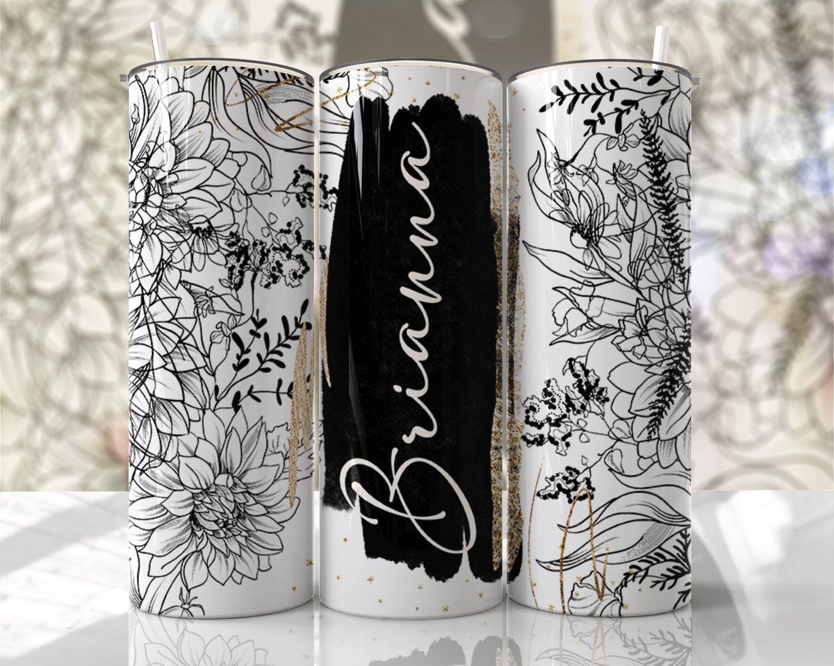 Add Your Name Floral 20oz Stainless Steel Tumbler – Travel Cup