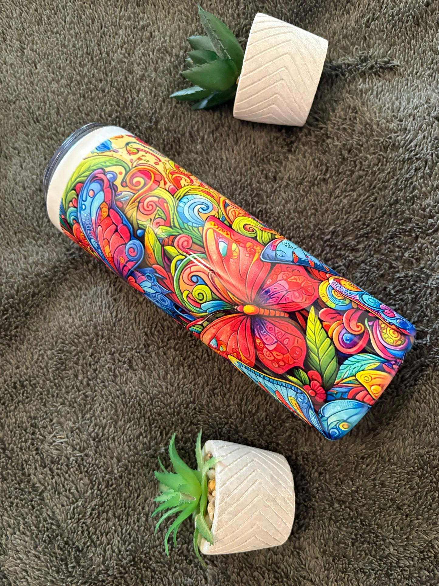 Neon Butterflies 20oz Stainless Steel Tumbler – Travel Cup
