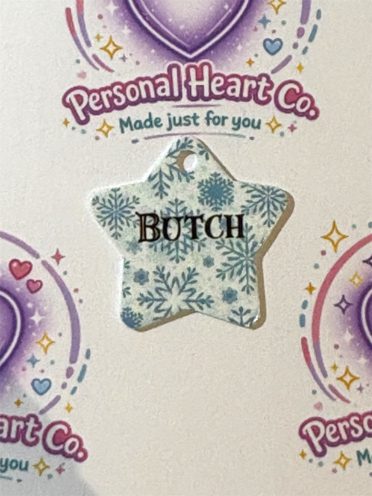 Personalised Star-Shaped Pet ID Tag – Custom Christmas & Everyday Pet Tag