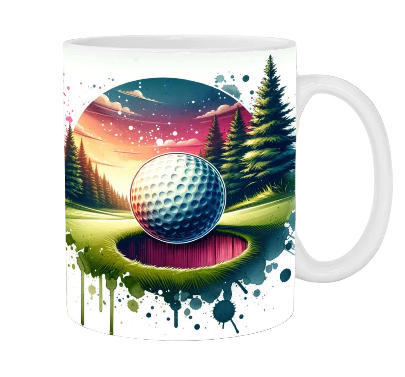 Golf Lover Mug – Artistic Golf Ball Ceramic Coffee Cup