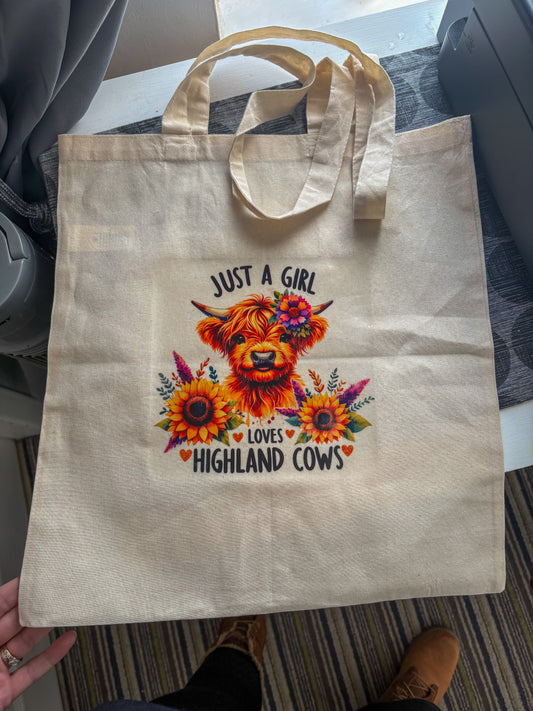 Highland Cow Tote Bag-several colour options available