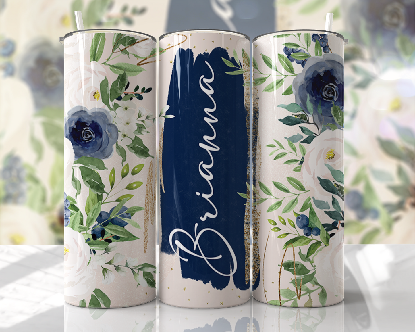 Add Your Name Floral 20oz Stainless Steel Tumbler – Travel Cup