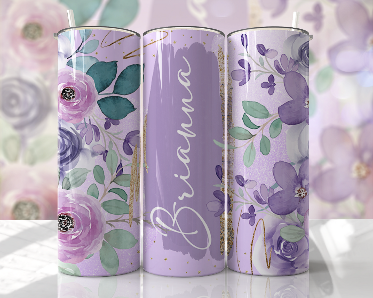 Add Your Name Floral 20oz Stainless Steel Tumbler – Travel Cup