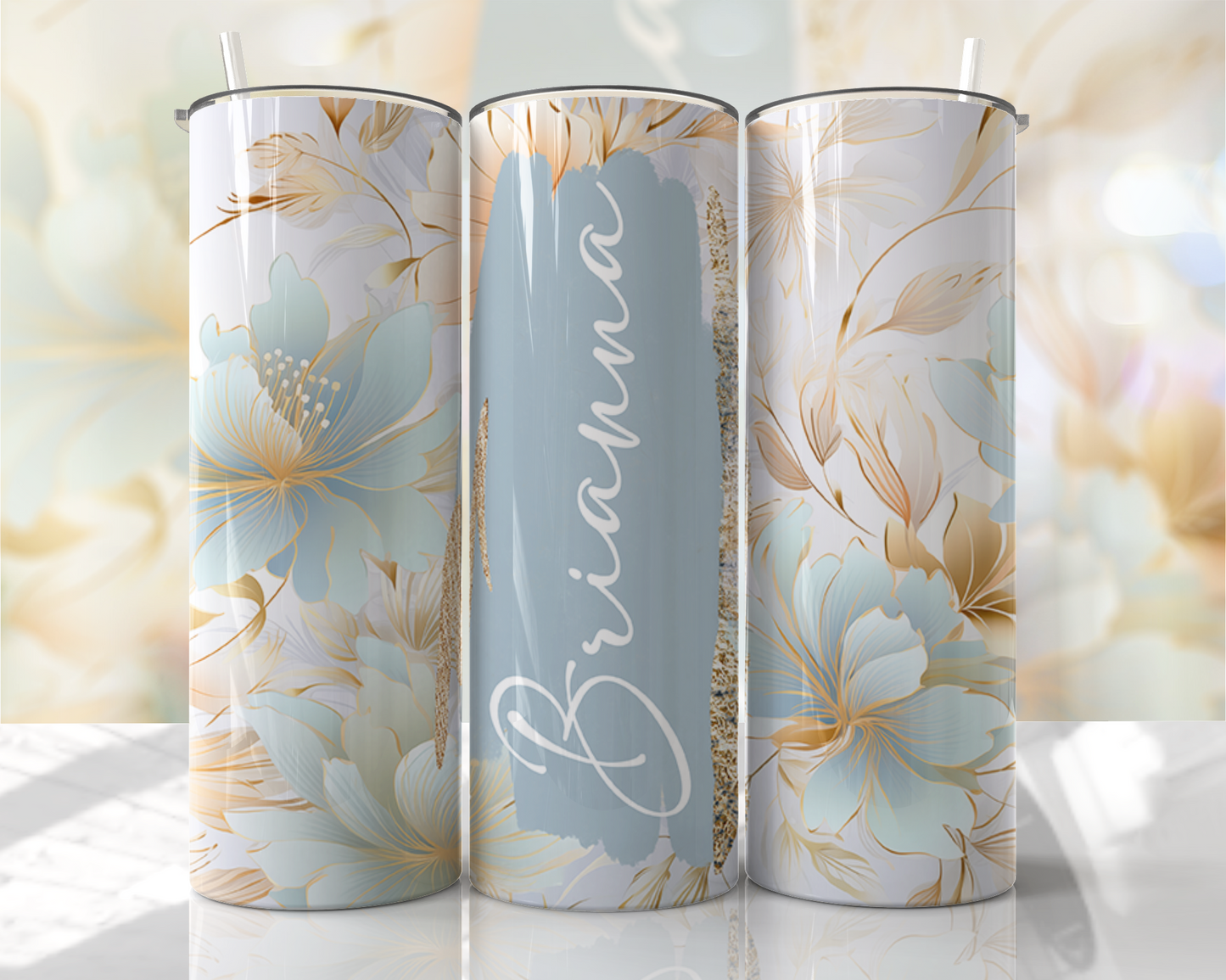 Add Your Name Floral 20oz Stainless Steel Tumbler – Travel Cup