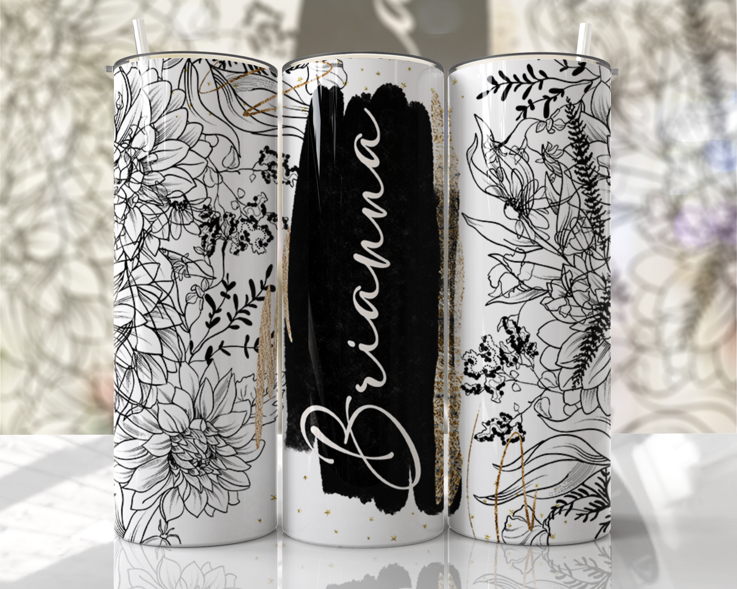 Add Your Name Floral 20oz Stainless Steel Tumbler – Travel Cup