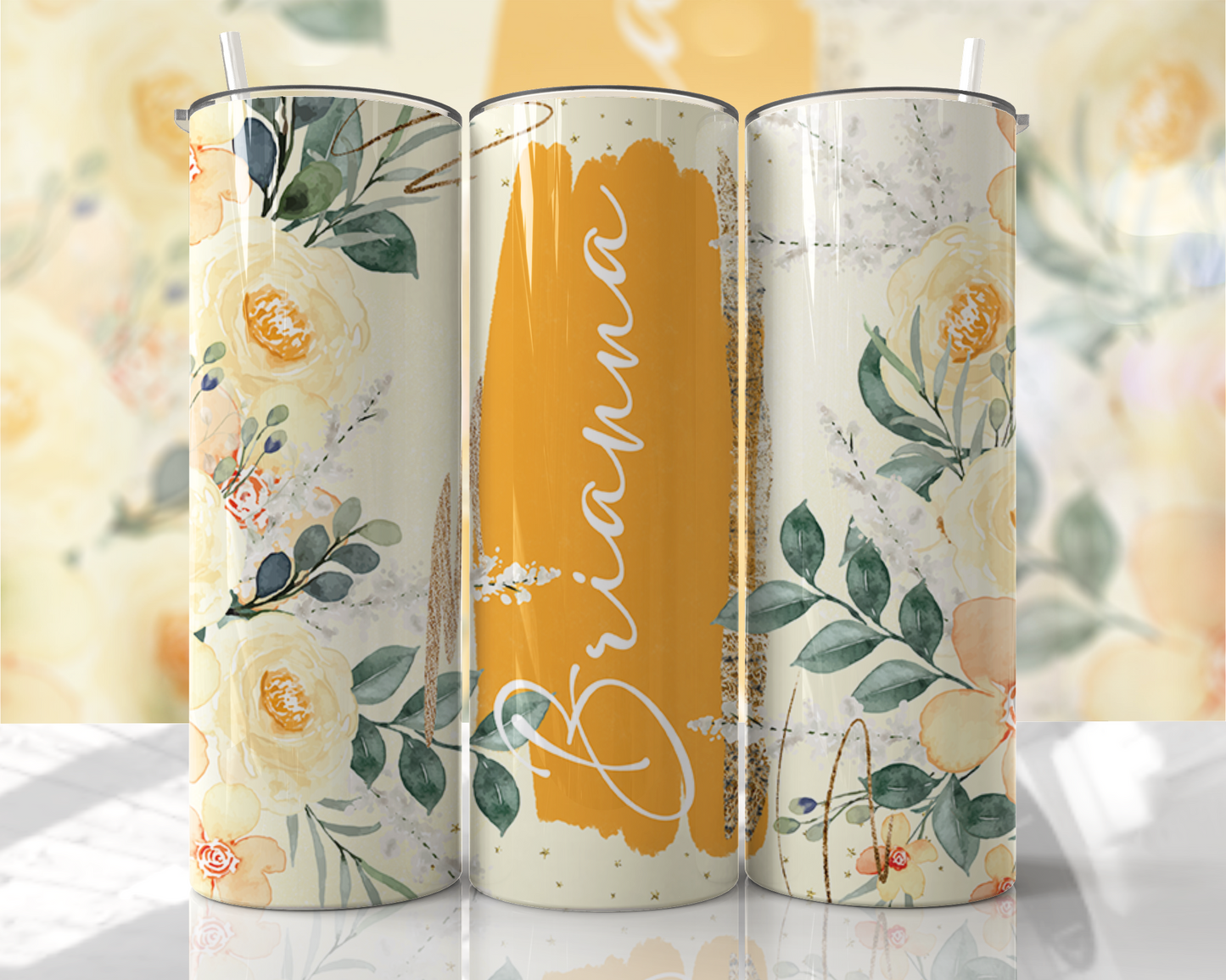 Add Your Name Floral 20oz Stainless Steel Tumbler – Travel Cup