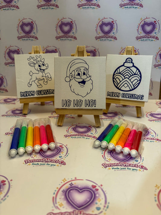 Colour Your Own Mini Christmas Canvas – Children’s Christmas Craft with Easel & Felt-Tip Pens
