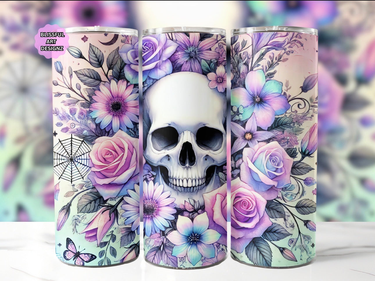 Flower Skull 20oz Stainless Steel Tumbler – Travel Cup