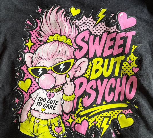 Sweet But Psycho Black Tee in size XXL - only one available