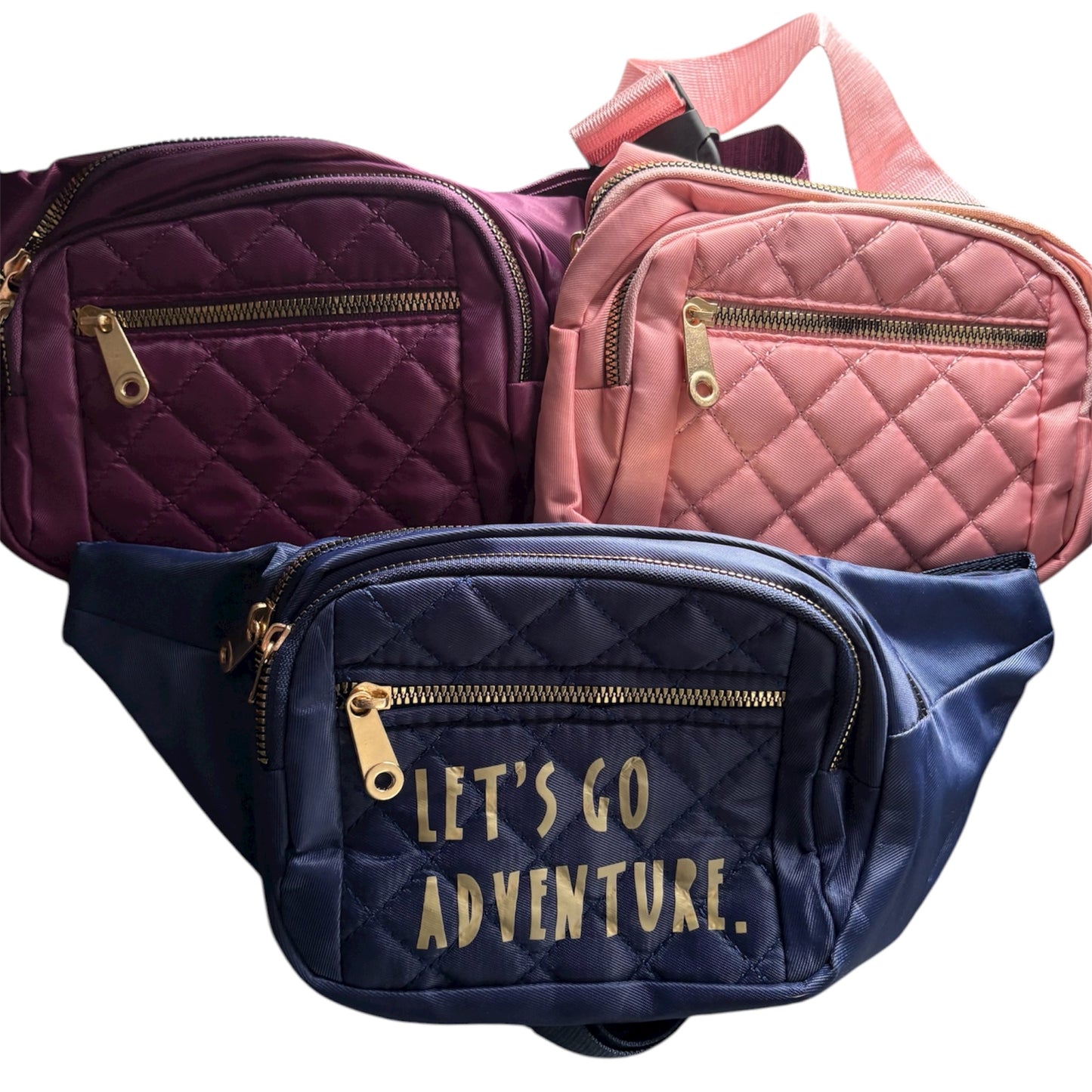 Personalised Adjustable Waist Bag – Custom Name Bum Bag | Quilted Crossbody Belt Bag with 4 Zip Compartments