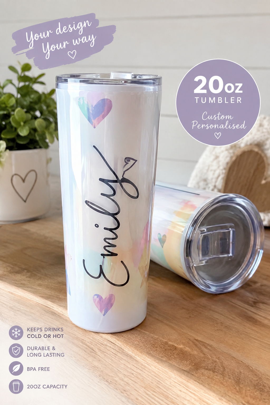 Custom Design 20oz Stainless Steel Tumbler – Travel Cup