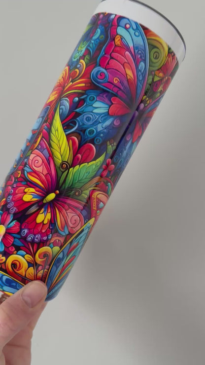 Neon Butterflies 20oz Stainless Steel Tumbler – Travel Cup