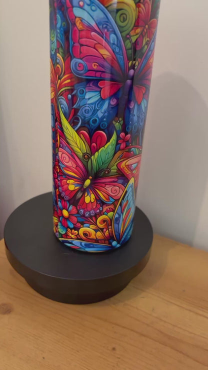 Neon Butterflies 20oz Stainless Steel Tumbler – Travel Cup
