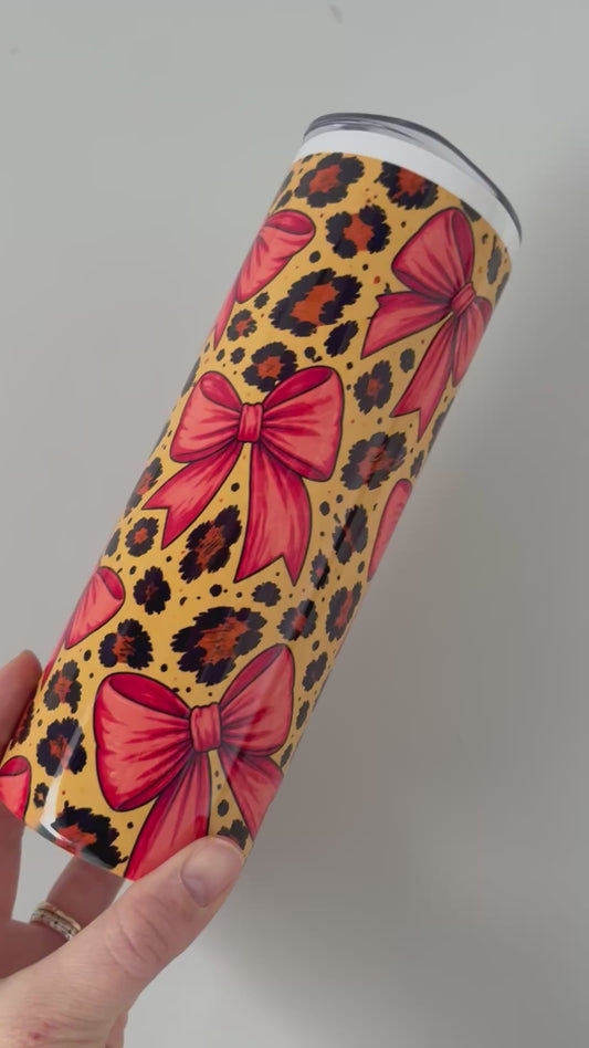 Leopard Bows 20oz Stainless Steel Tumbler – Travel Cup